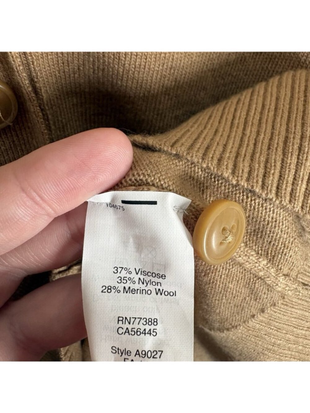 J.Crew Factory Women XS Camel Navy Merino Wool Blend Preppy Varsity Cardigan NWT - Picture 9 of 11